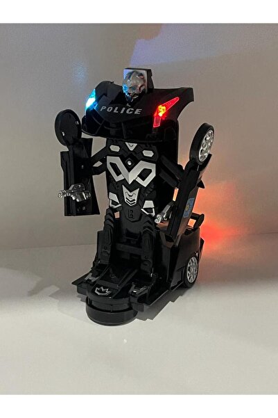 Shem Polis Transformers Arabası Işıklı Sesli Kendinden Robota Dönüşebilen Çarp Dön Araba 25 cm