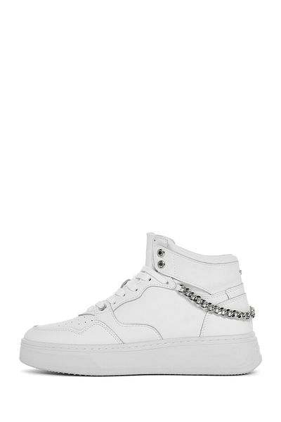 Derimod Alberto Guardiani White Leather High Top Thick Sole Women's Sneaker - G03g100010