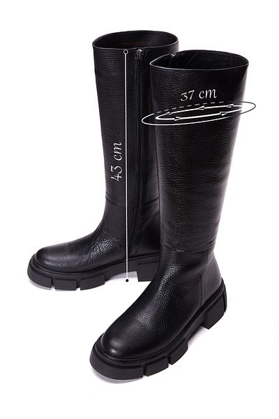 Derimod Women's Black Zippered Leather Boots 23Wfd1321Ft