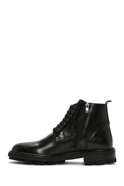 Derimod Men's Black Zippered Leather Boots 23Wfd617818