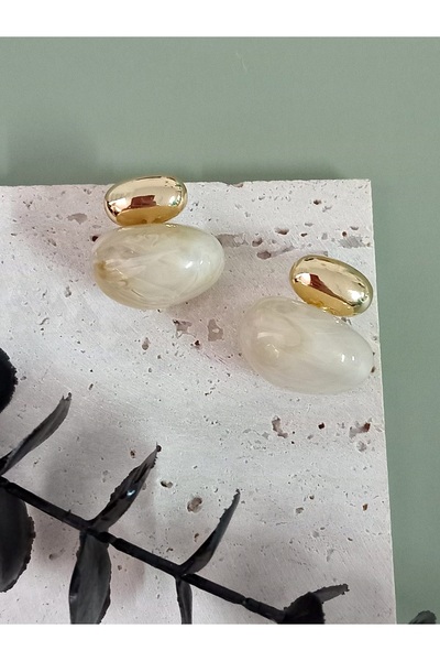 mos&more Krem Bonbon Gold Şık Kadın Küpe