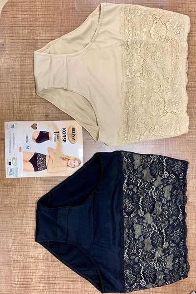 Belinay 0245 Women's Lace High Waist Corset Panties Skin m