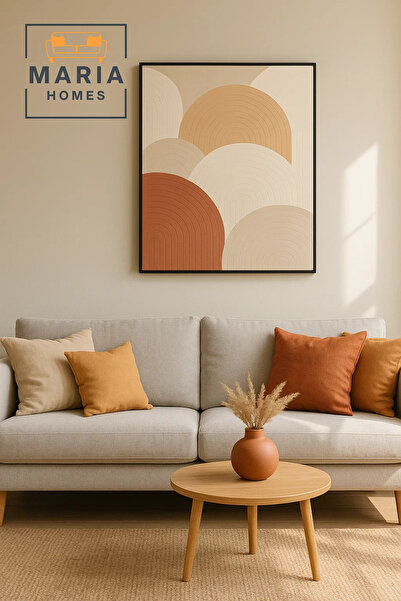 MARIA HOMES لوحة فنية جدارية تجريدية مؤطرة - أشكال مقوسة متعددة الطبقات بألوا...