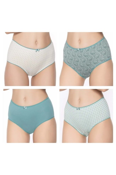 Belinay 3508 Women's High Waist Bato Panties 4 Pack Patterned XXL