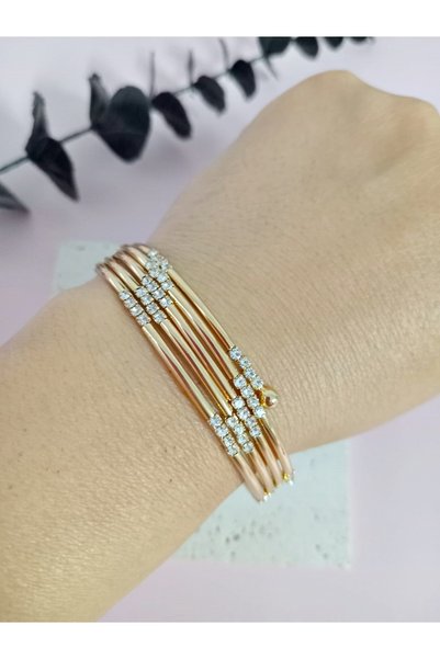 mos&more Gold Taşlı Dolamalı Kadın Bileklik