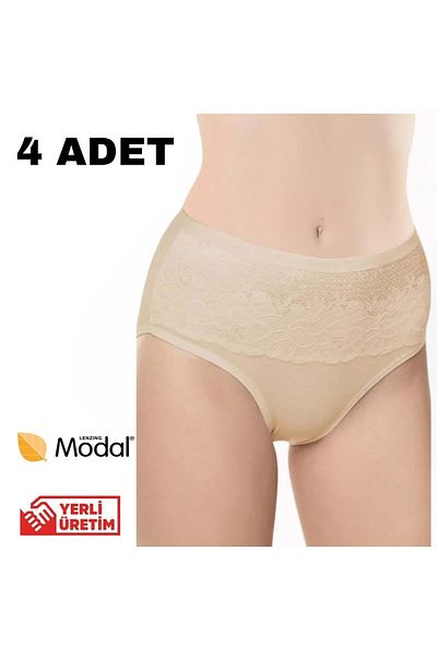 Belinay 4 Pieces 0193 High Waist Recovery Women's Panties Skin XXL