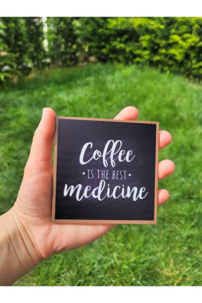 rosfloa rf 4'lü Tablo Çerçeve Görünümlü Iskandinav Tasarım Kahve Köşesi Mini Ahşap Dekoratif Set(10*10 CM)