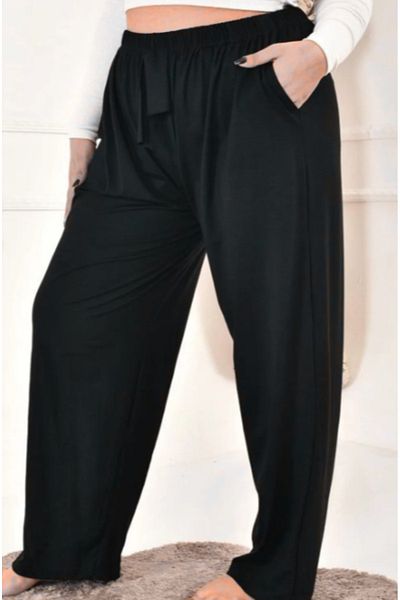 FRESCO SCARFS Cotton Viscose Thin Summer Pocketed Jumbo Combed Cotton Pajama Pants Dark Navy Blue