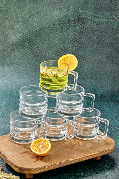 EMBazaar 6-Piece Glass Mug with Handle | Tea Cup Glass Mug Espresso Soft Drink Cup, Herbal Tea Cup