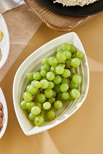 EMBazaar 3 Piece Ceramic Sauce Bowl Presentation Plate Appetizer Snack Serving Presentation Set Set Boat Shaped Special Plate