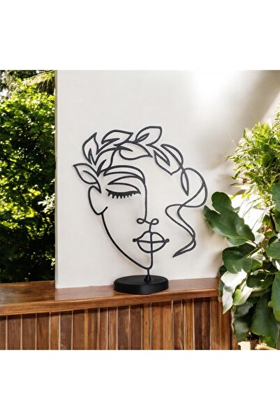 PL DİZAYN Dekoratif Soyut Kadın Yüzü Heykeli Modern Tasarım Biblo Dekor