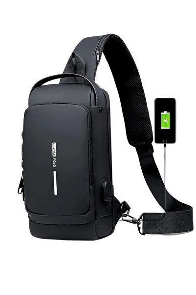 Nanopro Stylish Shoulder Chest Bag with USB Charging Port and Lock Mixed Colors Similar Colors
