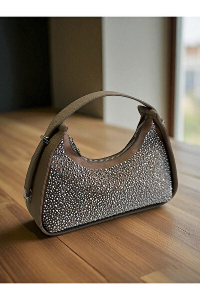 HFKY Kadın Vizon Çift Yönlü Taşlı El Ve Omuz Çantası. Ry322
