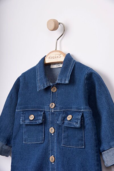 Necix's Our Cheerful Babies Collared Pocket Denim Jumpsuit