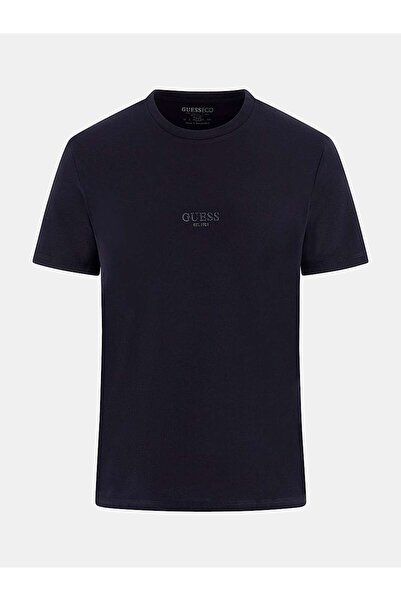 Guess Men's Small Logo T-shirt-Navy Blue