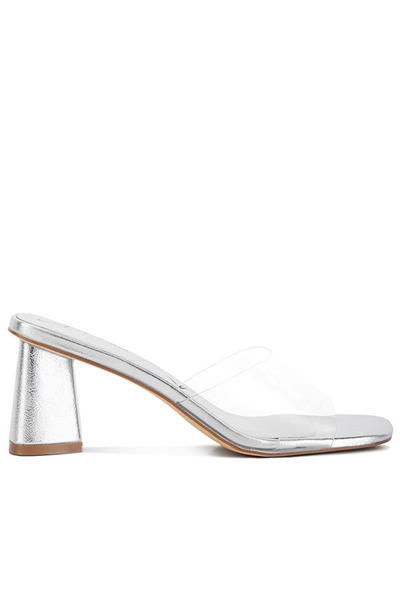 london Rag Women Silver Clear Strap Slip On Sandal
