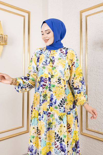 Tesettür Dünyası Lamia Dress Tsd250211 Yellow