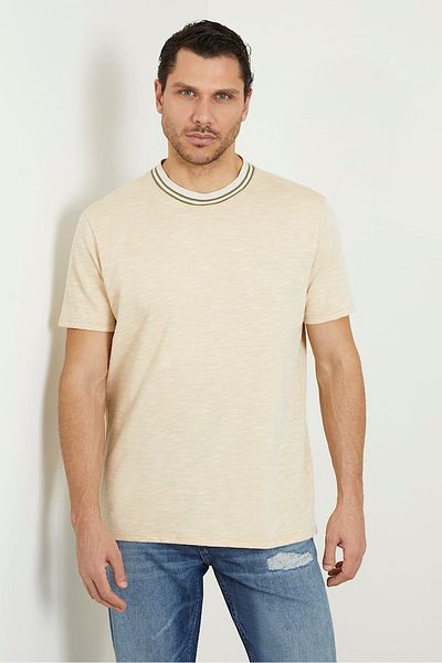 Guess Men's Guess SS Side Logo T-Shirt - Beige