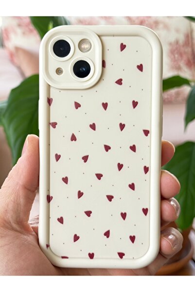 Fibaks Apple iPhone 13 Case Silicone with Camera Protection Colorful Heart Design Silicone Cover with Camera Protection