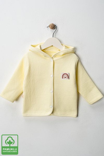 Miniel Unisex Baby Rainbow Crested Organic Cotton 3-18 Months Quilted Baby Cardigan