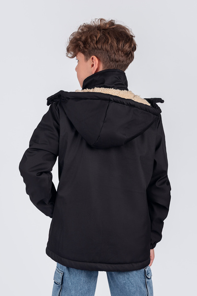 Zaziko Kids Erkek Çocuk Çıkarılabilir Kapüşonlu New Life Baskılı Kışlık Mont KM7361