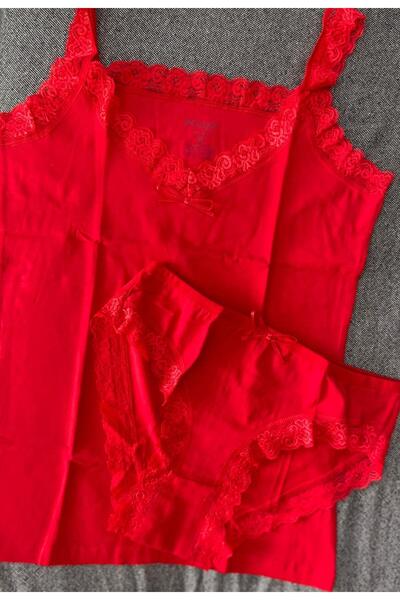 Wotrart Stylish and Comfortable Lace Detail Women's Nightgown Tank Top Panty Set