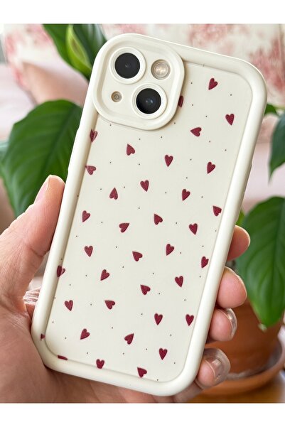 Fibaks Apple iPhone 13 Case Silicone with Camera Protection Colorful Heart Design Silicone Cover with Camera Protection