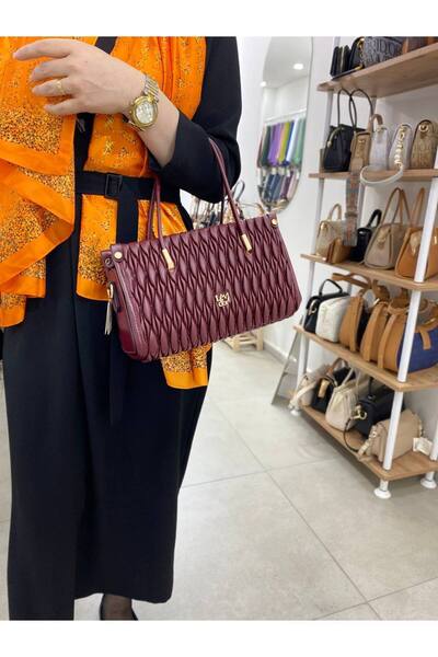 Levidor Burgundy Embossed Diamond Pattern Levidor Handbag