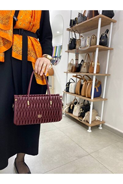 Levidor Burgundy Embossed Diamond Pattern Levidor Handbag