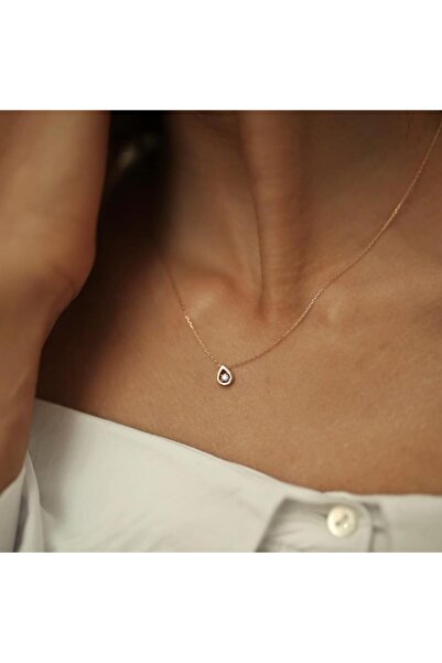 ByGoldenHouse Damla Pırlanta Tektaş Kolye