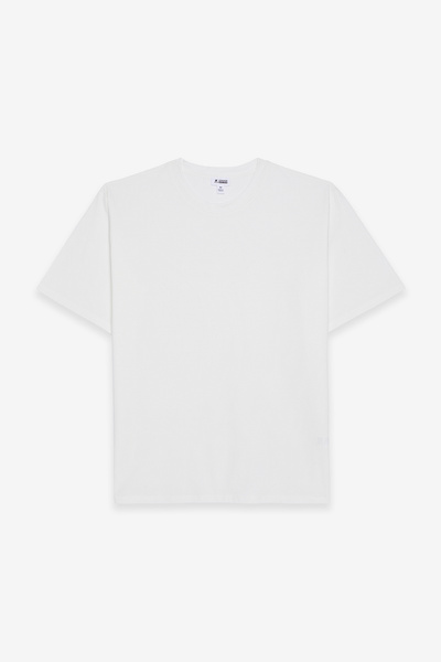 COMMON MELON Erkek Pamuk Modal Yumuşak Dokulu Oversize Basic T-shirt Beyaz