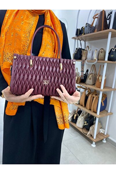 Levidor Burgundy Embossed Diamond Pattern Levidor Handbag
