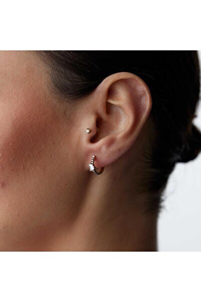 ByGoldenHouse Baget Pırlanta Halka Küpe