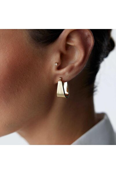 ByGoldenHouse Mat Oval Halka Küpe