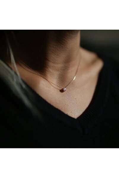 ByGoldenHouse Mini Pırlanta Tektaş Kolye