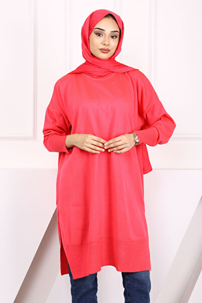 İmajButik Fuşya Bisiklet Yaka Merserize Salaş Triko Tunik