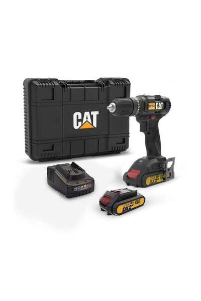 Caterpillar CAT DX155.1 18V 13mm Compact Hammer Drill With 2 X 2.Ah Lithium-Ion Batteries + Charger In Kitbo