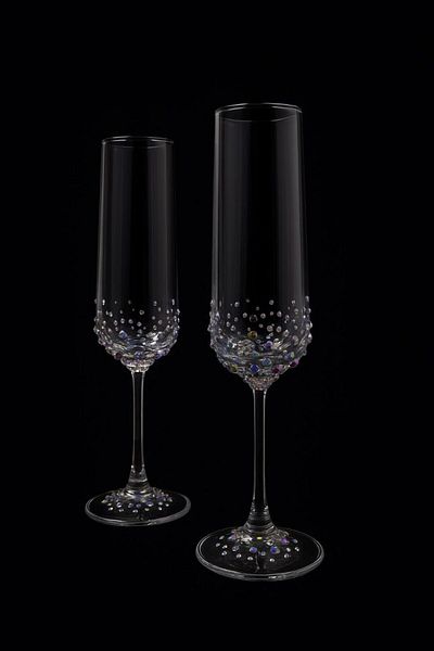 Paşabahçe 2Pcs Pearl Detailed Handcrafted Decorated Elegant Glass Presentation Soft Drink Cup 195ml