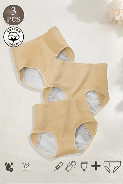 crıtıcman 3-Piece Beige Special Design for Menstrual Period Women - Anti-Leakage, Reusable, Comfortable Fit