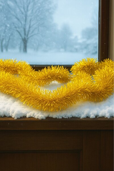 BeySüS زينة شجرة الصنوبر للعام الجديد لامعة 2 متر ذهبي