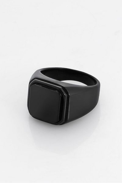 UKHWD SUPPLY Black Stone Square Men's Ring