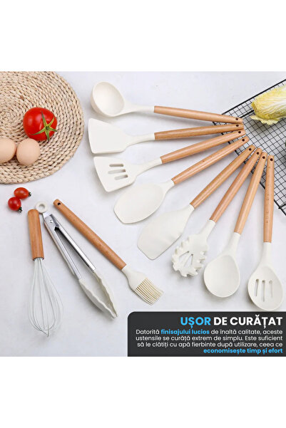 Full Abundance Set Premium Ustensile de Bucatarie pentru Gatit, 12 Piese, Alb