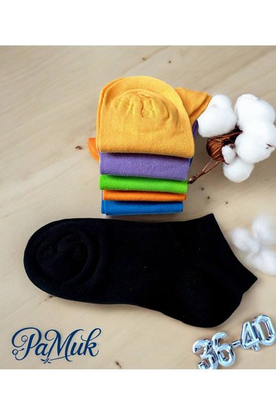 MYS GRUP TEKSTİL Women's 6' Washed Seamless Lycra Cotton Combed Cotton Booties Socks