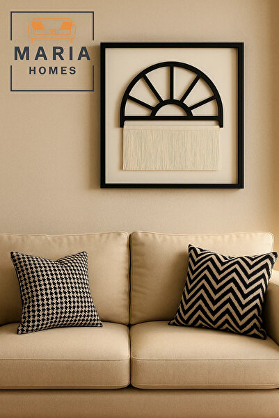 MARIA HOMES لوحة فنية جدارية على شكل نصف قوس بإطار أسود وهامش معلق - مقاس 90*...