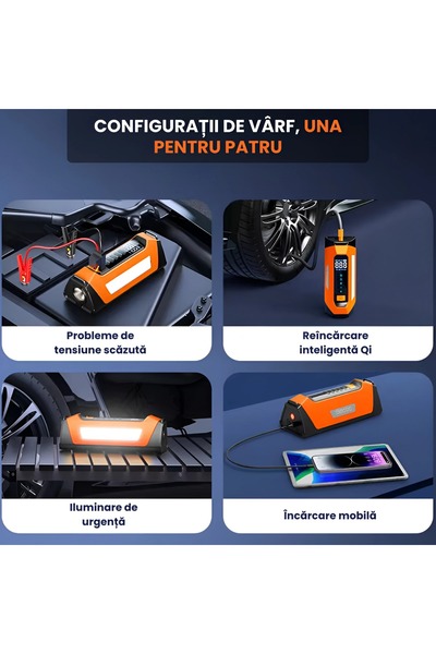 Full Abundance Εκκινητής 4 σε 1, ενισχυτής 12000 mAh, φακός LED και συμπιεστής αέρα