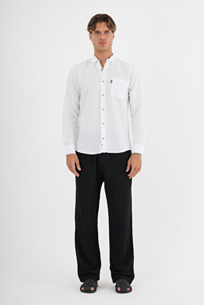 Redline Men's Linen Basic Shirt White Slim Fit