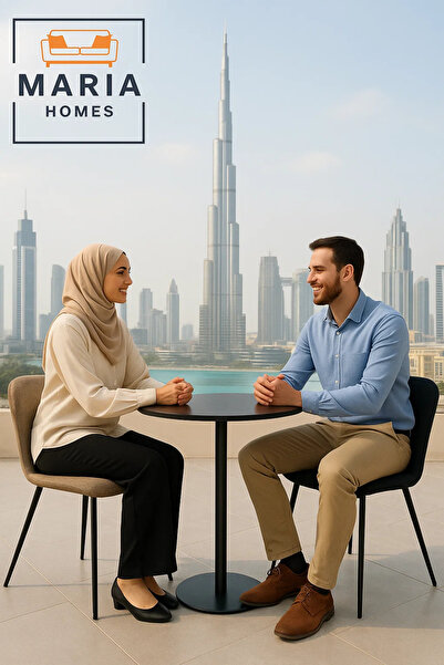 MARIA HOMES Textured Brown Fabric Dining Chair – Upholstered Seat with Black Metal Legs for Home or Café Use