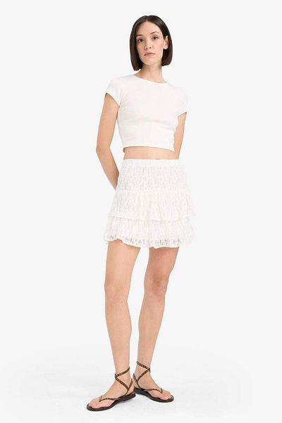 DeFacto New Season Coool A-Line Regular Waist Combed Cotton Lining Lace Mini Skirt
