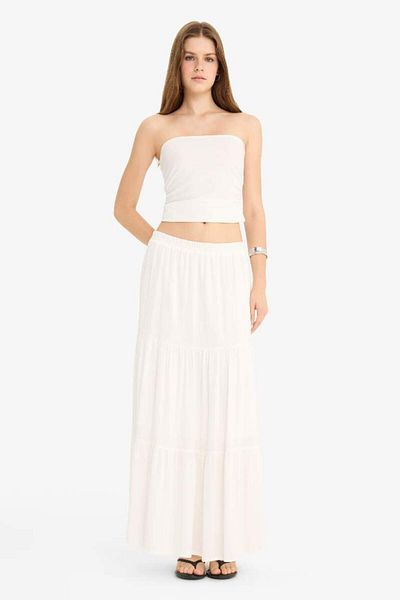 DeFacto New Season High Waist Crinkle Viscose Maxi Skirt