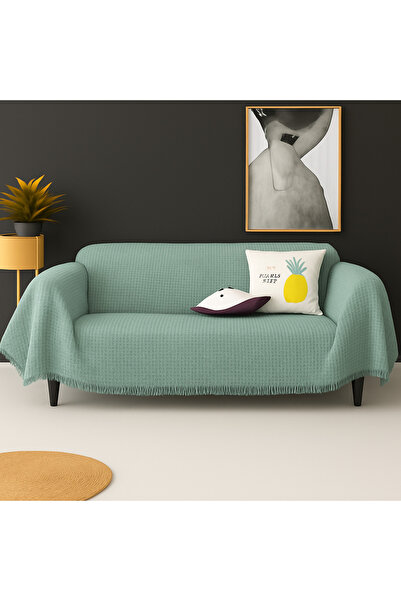 Rell Home Pamuklu Dokulu Koltuk Şalı 170x300 cm Battal Boy – Saçaklı TV Battaniyesi & Dekoratif Koltuk Örtüsü